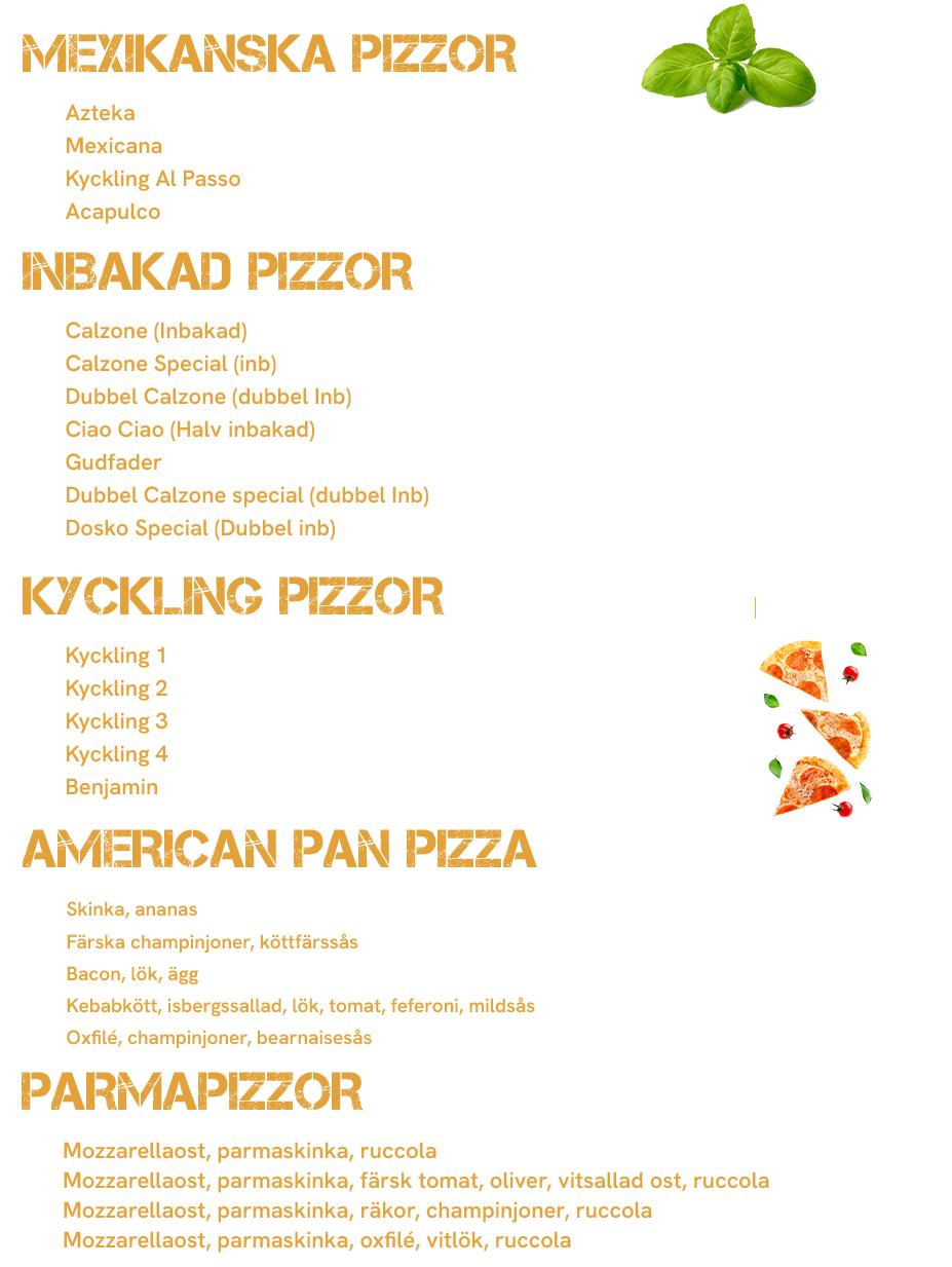 Pizza meny